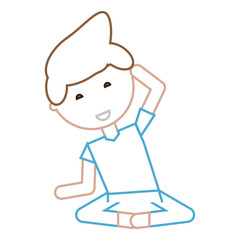 cartoon man doing yoga