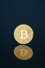 Close up of bitcoin coin