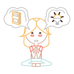 cartoon woman doing yoga