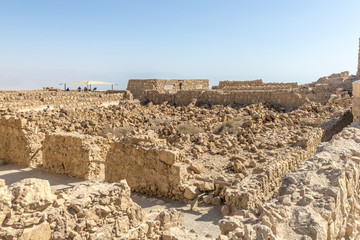 Fototapeta premium Ruins of the ancient fortress of Massada on the mountain near the dead sea in southern Israel