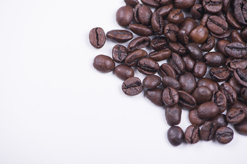 Background of of coffee beans on white background. Isolated.
