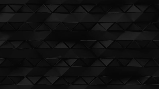 Abstract Geometric Surface Zigzag Loop 1B: dark obscure shadowy clean soft low poly motion background of triangles, dark chrome undulating wave diagonal zig zag edges. Seamless loop 4K UHD FullHD.