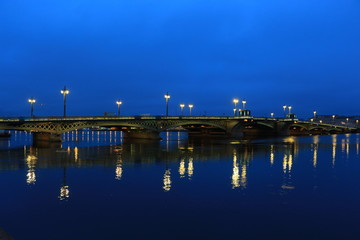 Russia, St. Petersburg, Annunciation Bridge in the evening