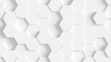 Abstract Hexagon Geometric Surface Loop 1A. Light bright clean minimal hexagonal grid pattern, random waving motion background canvas in pure wall architectural white. Seamless loop 4K UHD FullHD. - Powered by Adobe