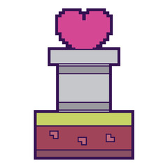 pixelated heart love life game arcade vector illustration