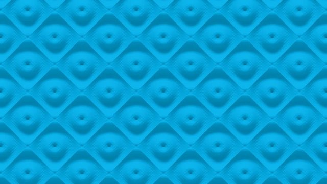 Abstract Hypnotic Wave Surface Loop 1C: bright blue textured waving background, blocks array of sine wave formula, textured of small polygonal triangles in clean light cool fresh ultramarine sky blue.