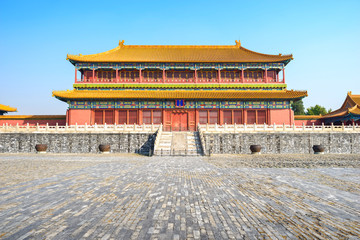 Traditional Chinese building in The Palace Museum (Forbidden City). Located in Beijing, China.	