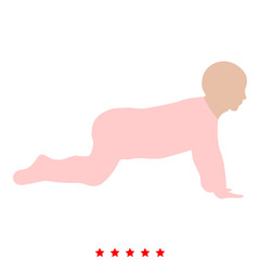 Crawling baby icon Illustration color fill style