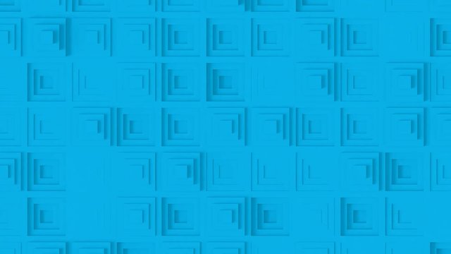 Abstract Pyramid Pattern Loop 1C: cool blue clean minimal square step pyramid grid pattern, bright cool fresh ultramarine sky blue random in out motion background canvas. Seamless loop 4K UHD FullHD.