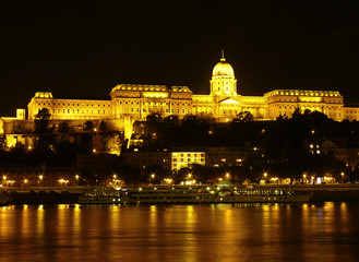 Fototapeta na wymiar The Historic Royal Palace, the Buda Castle in Budapest, Hungary by night