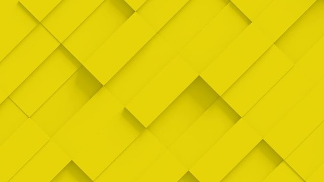 Abstract Rectangle Geometric Surface Loop 1D: yellow clean minimal rectangular grid pattern, random waving motion background canvas in banana sun blond gold fun yellow. Seamless loop 4K UHD FullHD.
