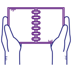 hands with note book vector illustration design