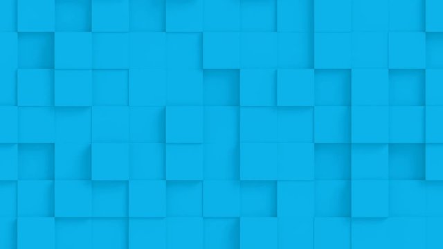 Abstract Square Geometric Surface Loop 1C: blue clean minimal squares grid pattern, random waving motion background canvas in bright cool fresh ultramarine cyan sky blue. Seamless loop 4K UHD FullHD.