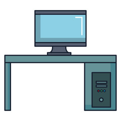 monitor computer in desk vector illustration design