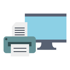 monitor computer with printer vector illustration design