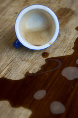 espresso coffee spilt on  table