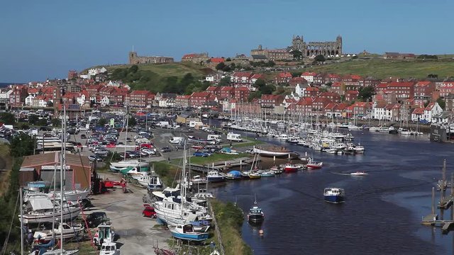 River Esk, Marina & Abbey; Whitby, North Yorkshire; Whitby, North Yorkshire, England