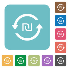 New Shekel pay back rounded square flat icons