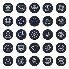 Thin lines web icons - Contact and communication