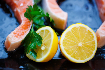 salmon with lemon, rosemary, parsley and thyme