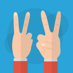 human hands with love peace front and back vector illustration
