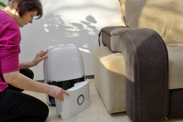 Portable dehumidifier collect water from air