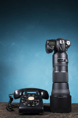 phone, telephone, communication, retro, vintage, antique, black, dial, isolated, call, classic,...