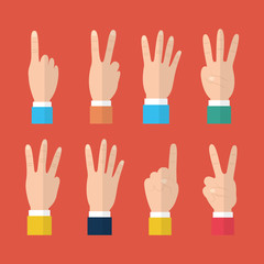 set of hands differents gestures vector ilustration