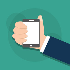 mobile phone in human hand vector illustration