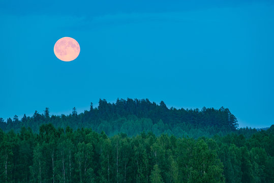 Full moon landscape in Finland
