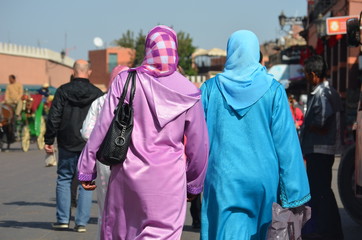  Women with djellaba in the city of Marrakech.