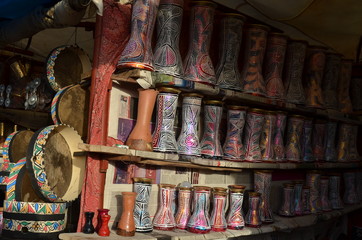 Darbukas shop in the medina of Marrakech