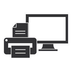 monitor computer with printer vector illustration design