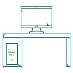 monitor computer in desk vector illustration design