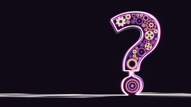 Question mark from gears with streaks