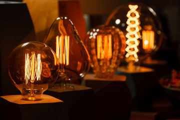 Edison lamp of various kinds, circle, sphere, man