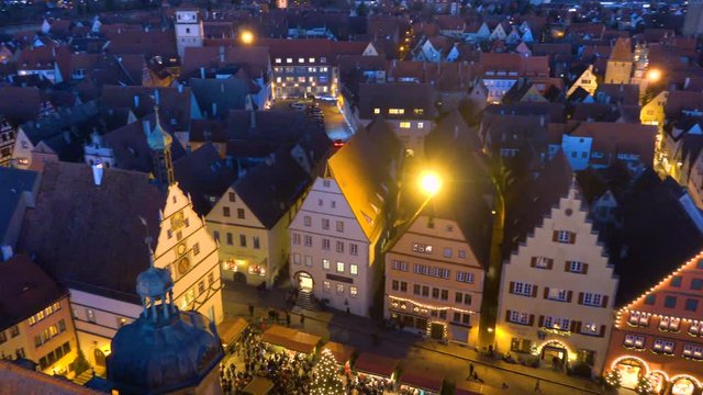 Rothenburg ob der Tauber aerial night view