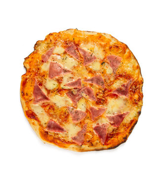 Ham Pizza Isolated On White