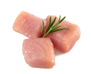 raw turkey fillet pieces isolated