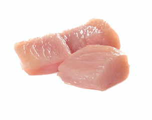 raw turkey fillet pieces isolated