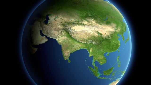 Computer Generated Realistic view on Planet Earth from the space (3D, CGI)