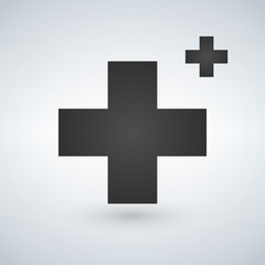 Obraz premium Two Crosses Medicine or christian Logo Concept, vector illustration isolated on white background