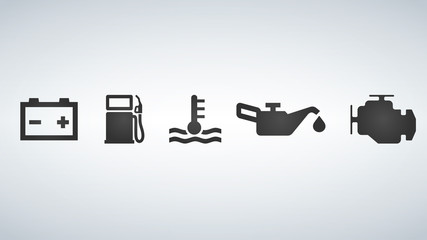 Car dashboard icons, vector illustration