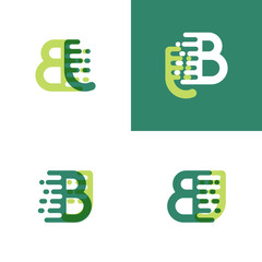 BJ letters logo with accent speed in light green and dark green