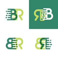 BR letters logo with accent speed in light green and dark green