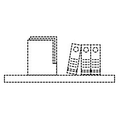 shelf with folder and organizer books vector illustration design