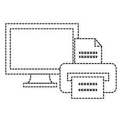 monitor computer with printer vector illustration design