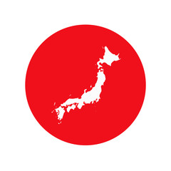 Vector Japan map on Japan flag background