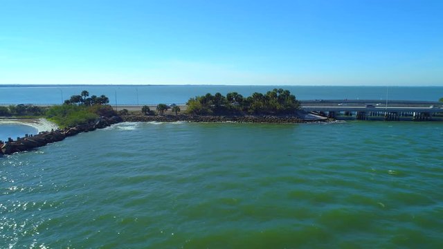 Aerial video Manatee County rest area Tampa Bay Florida