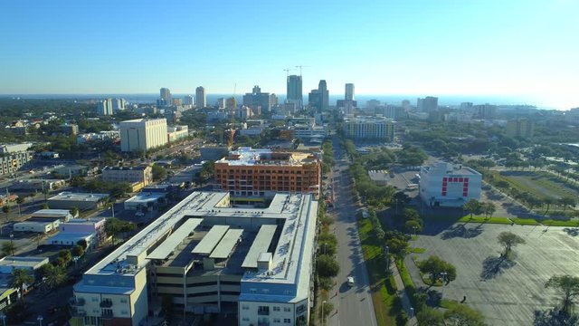 Aerial video of St Petersburg Florida USA